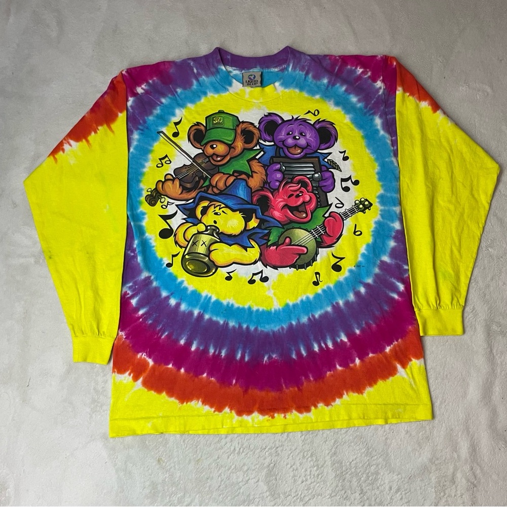 Vintage Liquid Blue Grateful Dead Bears Long sleeve size LARGE